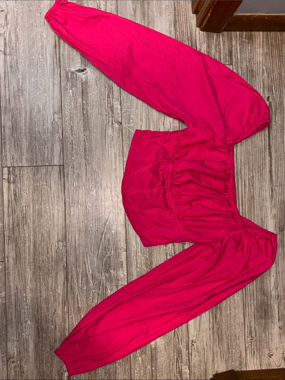 Off-Shoulder Fuchsia Crop Top with Long Puff Sleeves